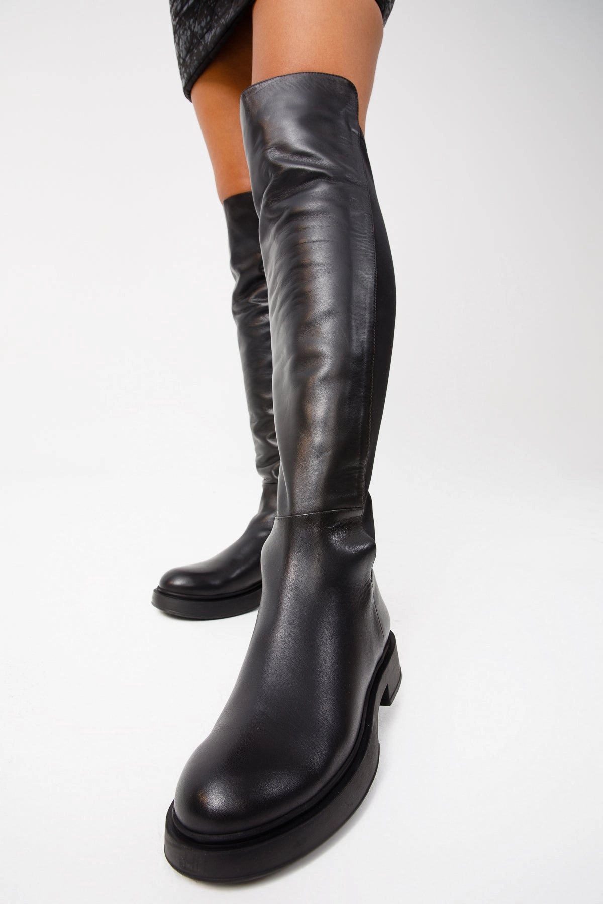 Wide Fit Leather Chelsea Boots The Harmony Belle Black Leather Knee High Women Boot