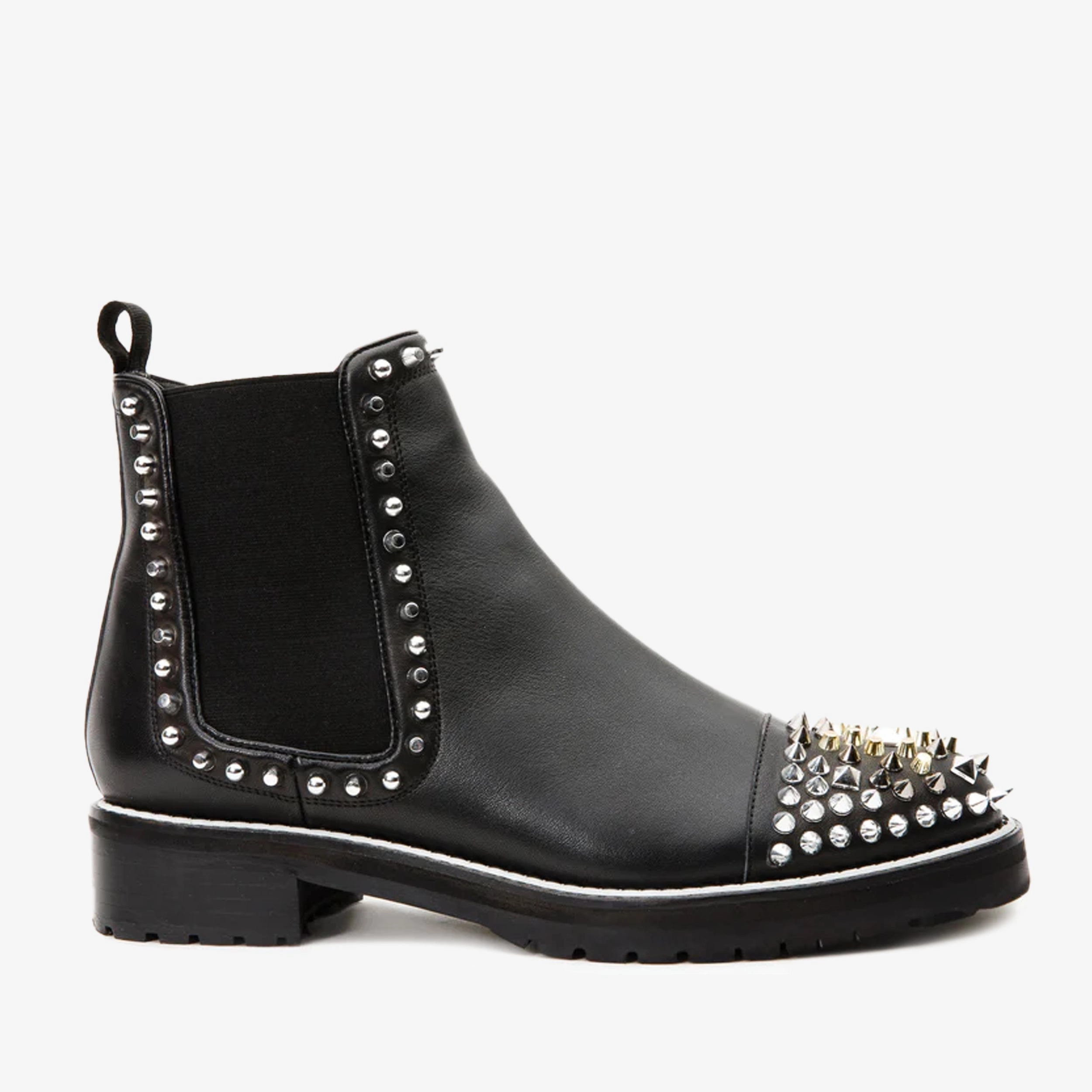 Knitted Chelsea Boots The Vuvulane Black Spike Leather Ankle Women Boot
