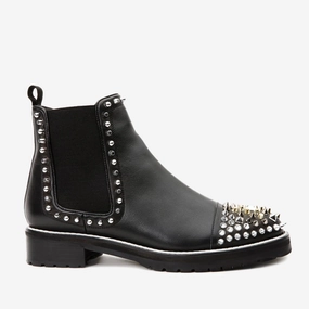 Slip-on Chelsea Boots The Vuvulane Black Spike Leather Ankle Women Boot