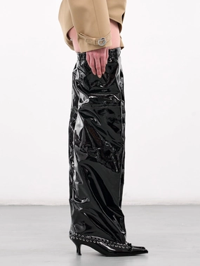 Worn In Chelsea Boots Thigh High Patent Level Boots (SH08-PATENT-BLACK)