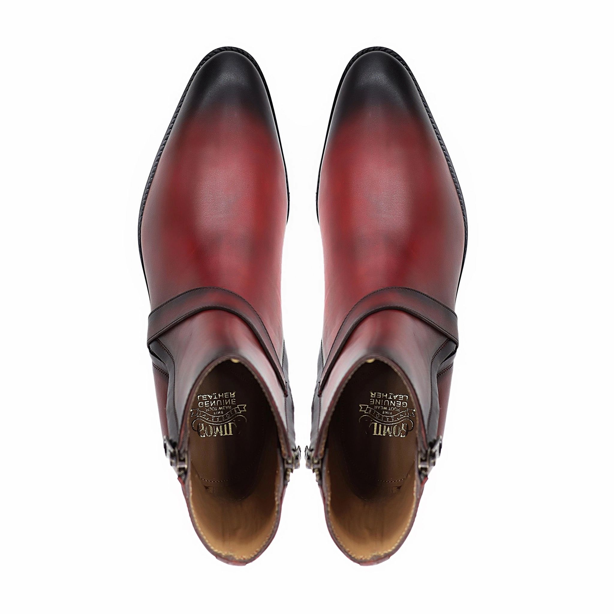 Wide Chelsea Boots Tinhar - Men's Burnished Oxblood Calf Leather Jodhpur Boot