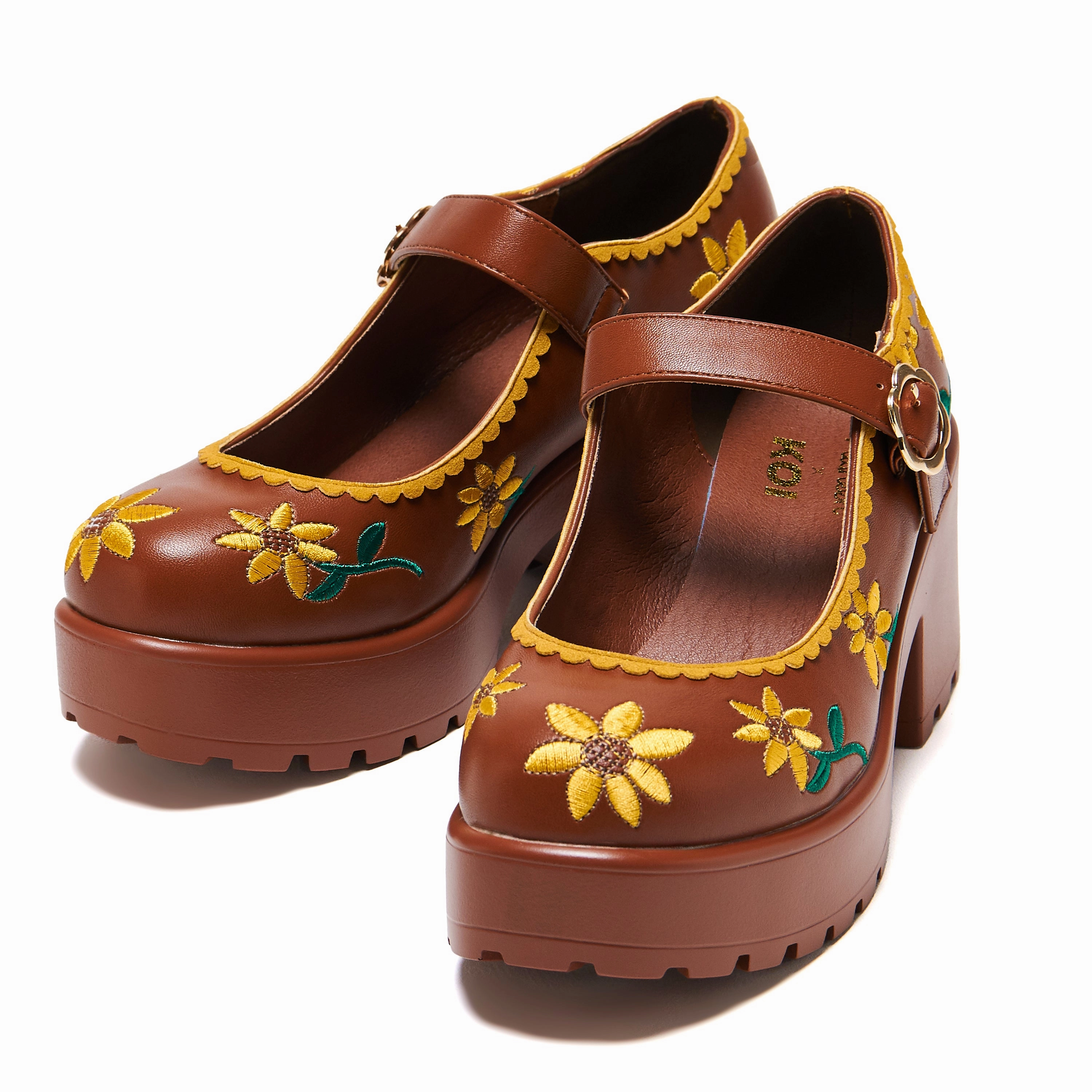Tira Brown Mary Janes Sunflower Edition' Cheap Low Heel Mary Jane Shoes