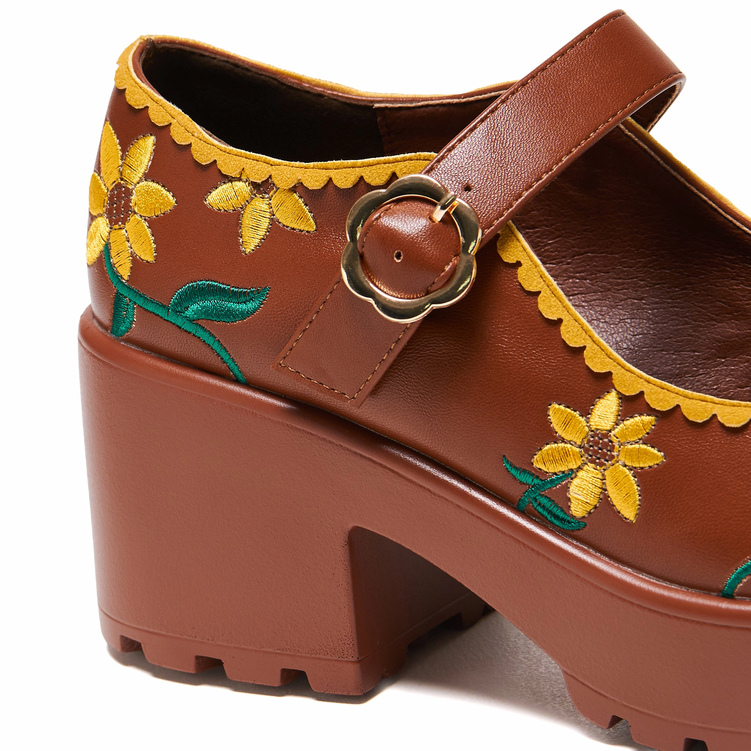 Tira Brown Mary Janes Sunflower Edition' Mary Jane Style Shoes With Arch Support
