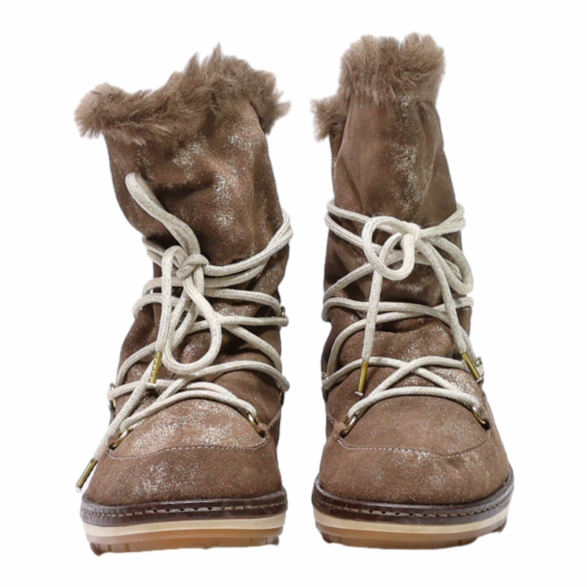 TOMMY HILFIGER Snow Boots Brown Synthetic Womens UK 5 Brown Suede Snow Boots