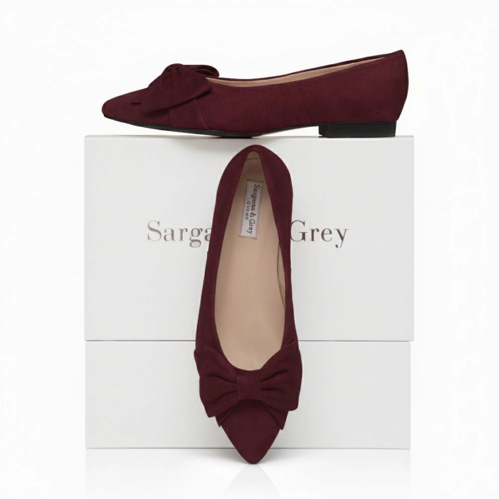 Dionne Extra-Wide Fit Flats - Burgundy Suede Flat Shoes That Look Like Heels