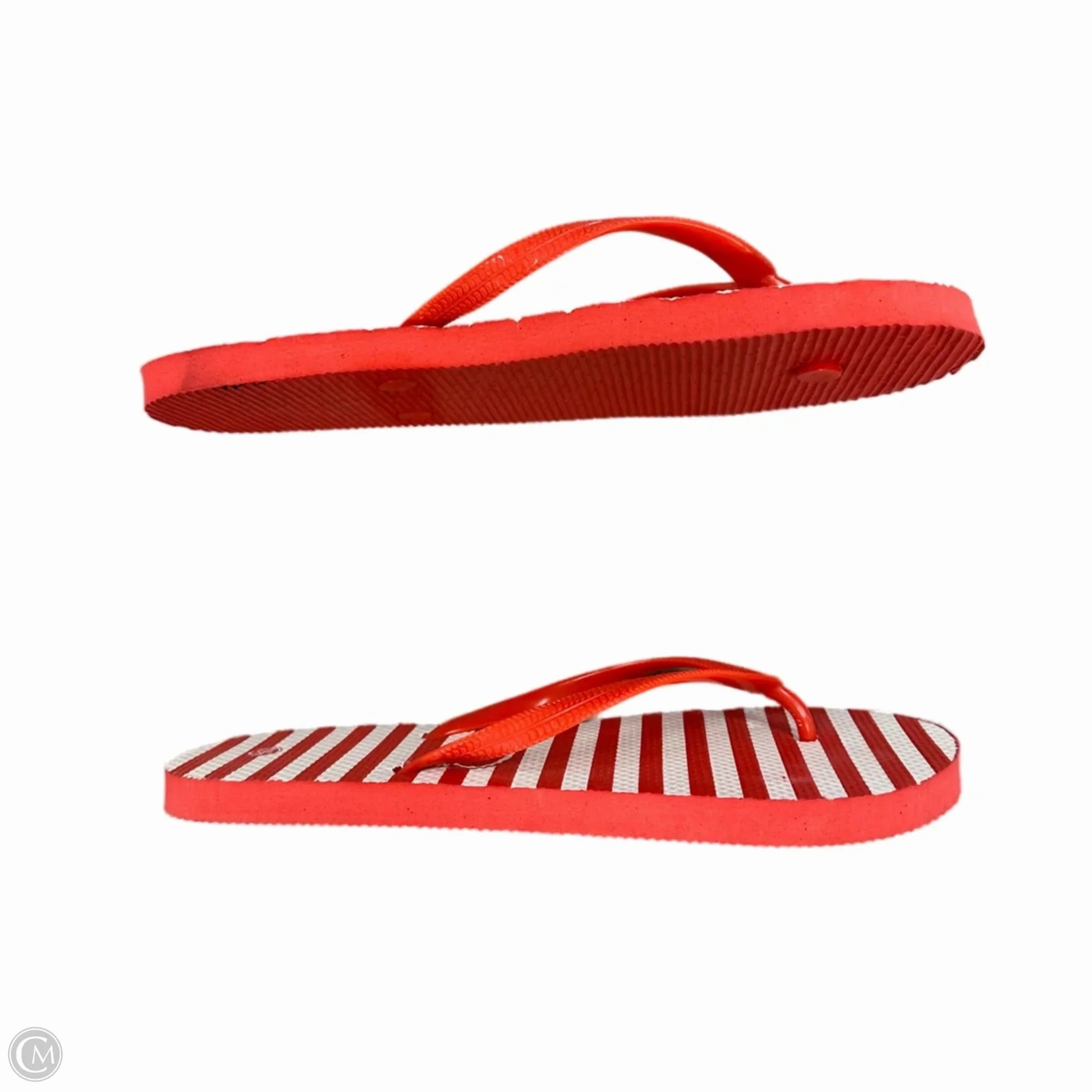 Sandals Flip Flops By Nic In Red & White, Size: 10.5 Shiny Flip Flops