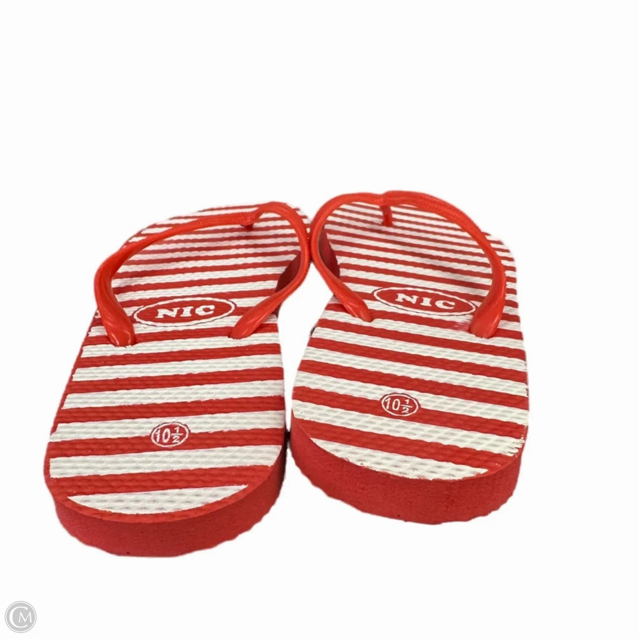 Happy Feet Flip Flops Sandals Flip Flops By Nic In Red & White, Size: 10.5