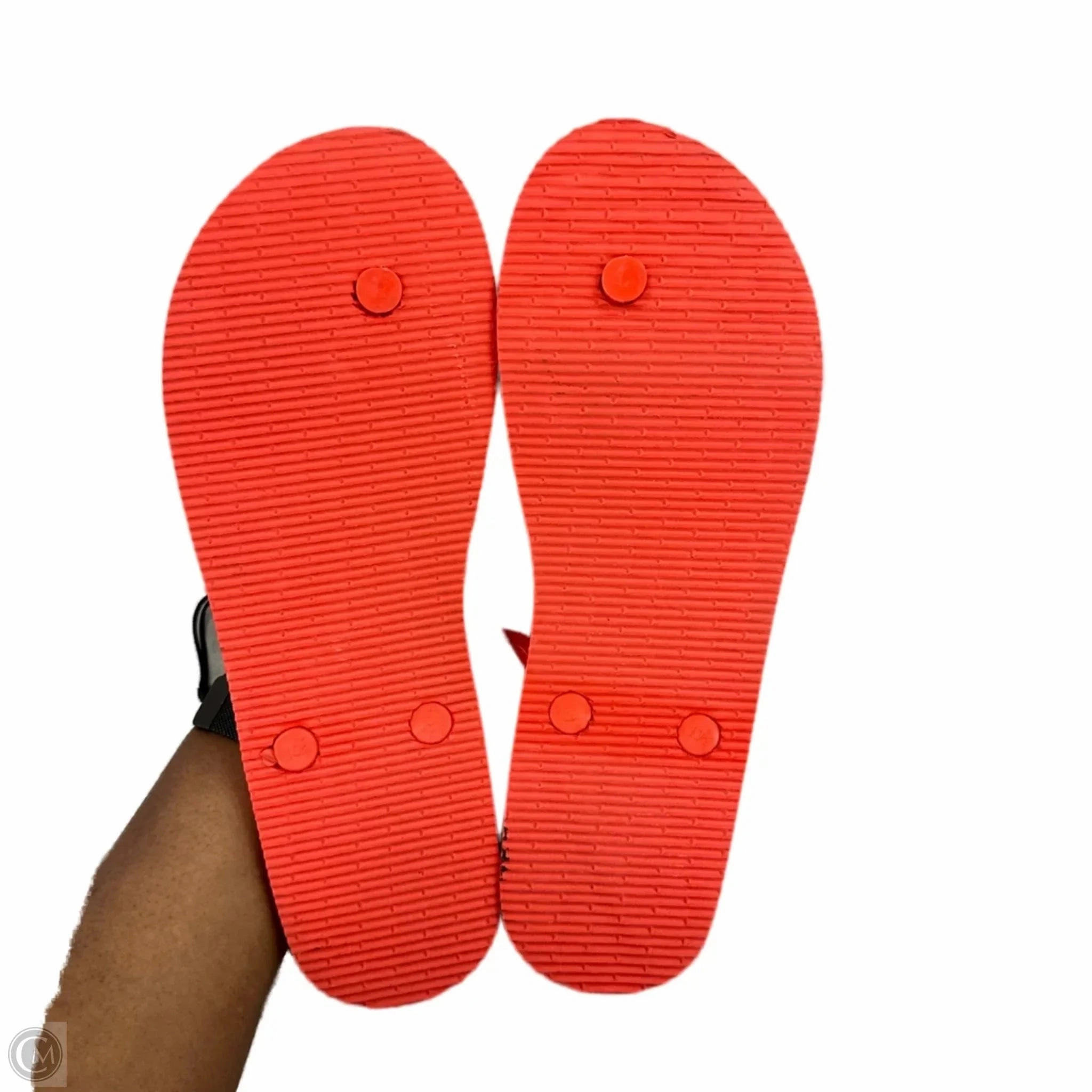 Sandals Flip Flops By Nic In Red & White, Size: 10.5 Wooden Sole Flip Flops