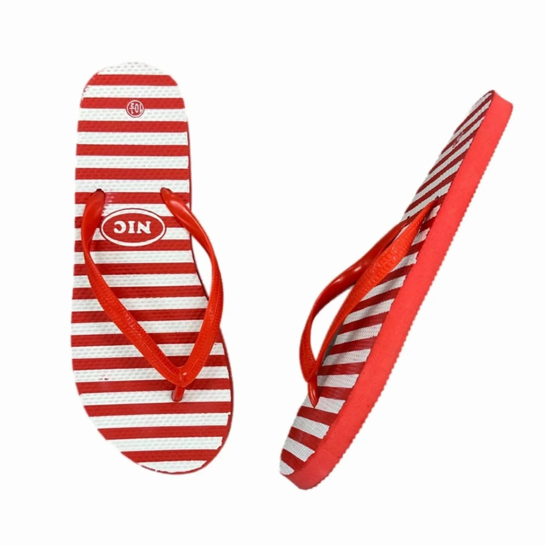 Flip Flops Shoes Sandals Flip Flops By Nic In Red & White, Size: 10.5