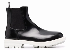 Alexander Mcqueen Leather Chelsea Boots Black White Mid Chelsea Boot