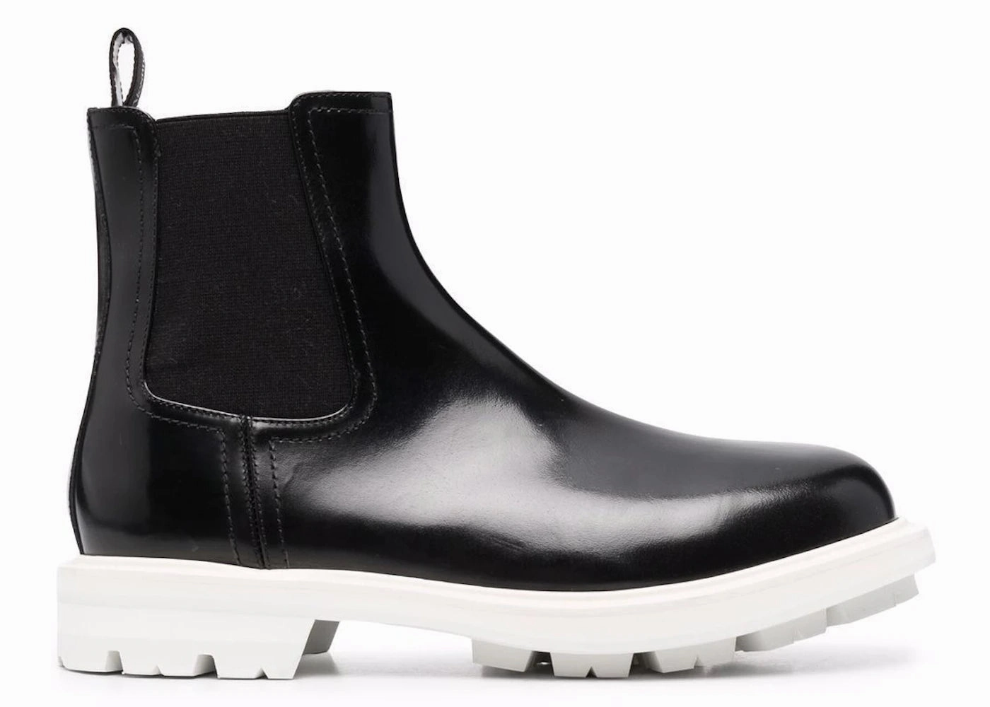 Alexander Mcqueen Leather Chelsea Boots Black White Liberty Chelsea Boots