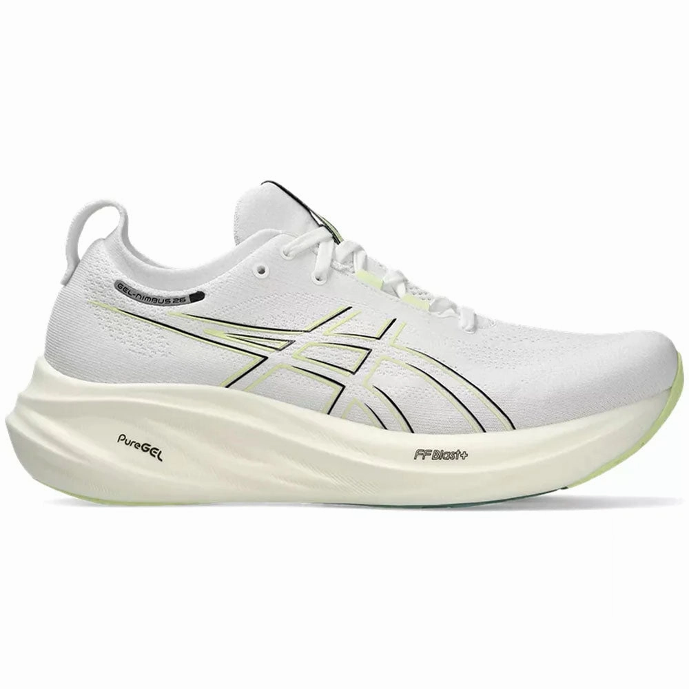 Asics Onitsuka Tiger Running Shoes Men's Asics Gel-Nimbus 26, White/Birch, 8 D Medium