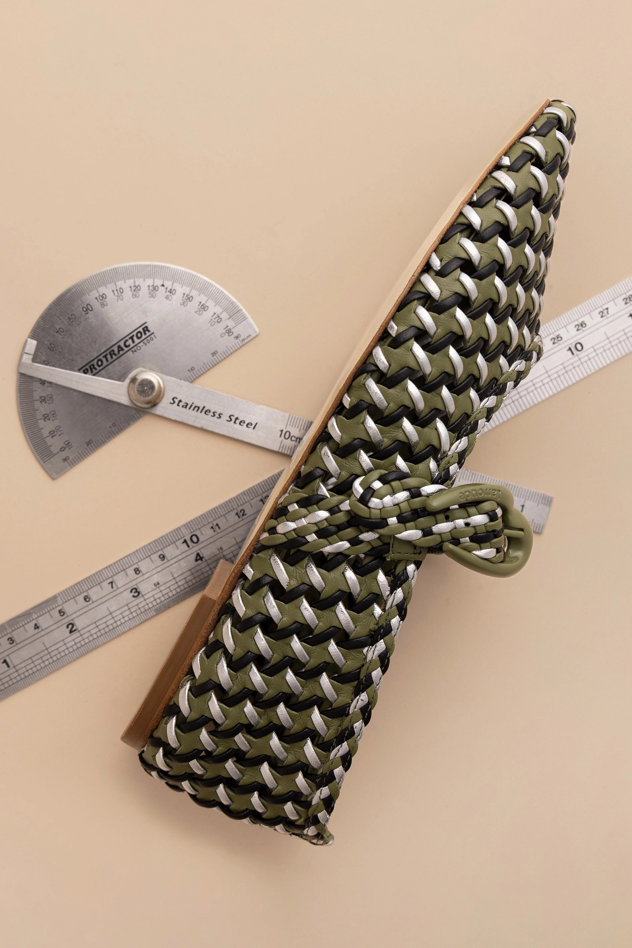 Dressy Mary Jane Shoes Verona Macrame Ballet Flat In Seaweed, Black and Silver Metallic Leather