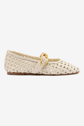 Verona New Macrame In Ivory Leather Toddler Mary Jane Shoes