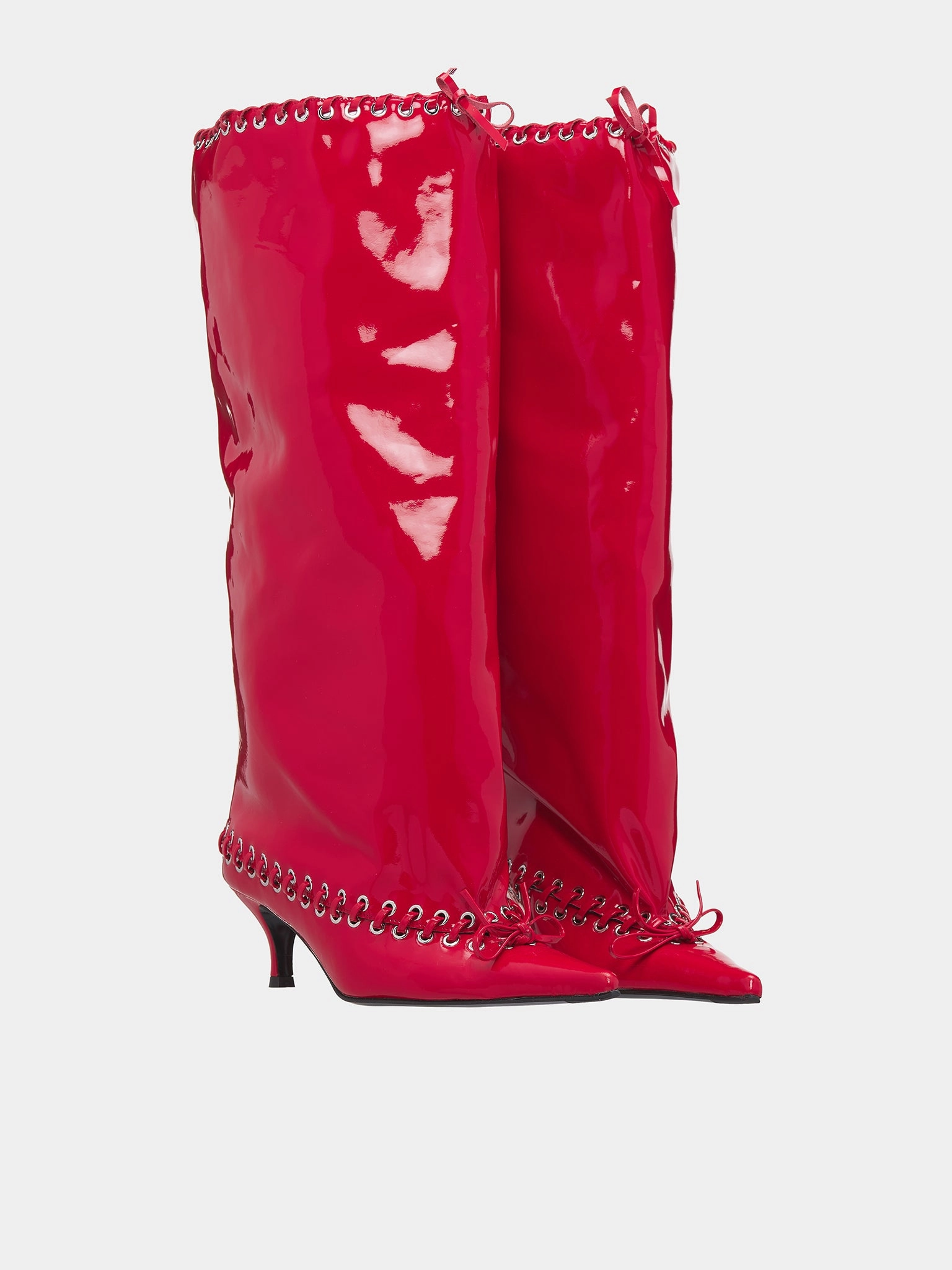 Chelsea Boots Wooden Heel Patent Level Knee Boots (SH07-PATENT-RED)
