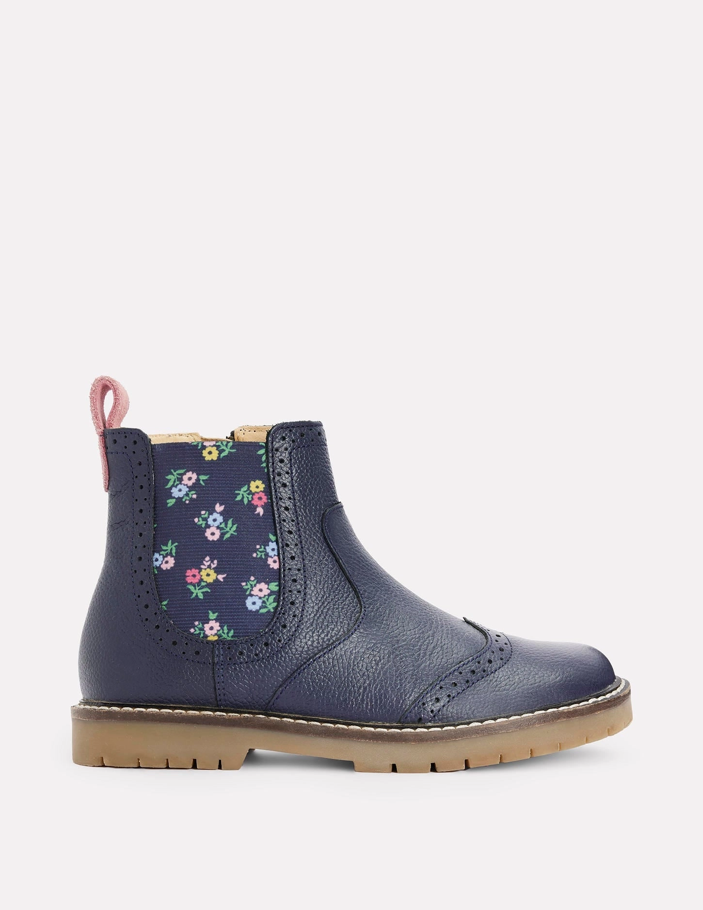 Leather Chelsea Boots-College Navy Floral Full Grain Chelsea Boots