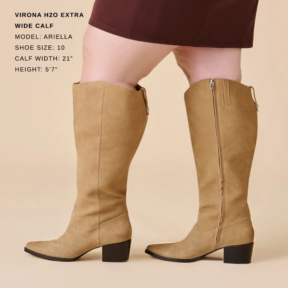 VIRONA H2O EXTRA WIDE CALF BOOTS DK TAUPE SUEDE