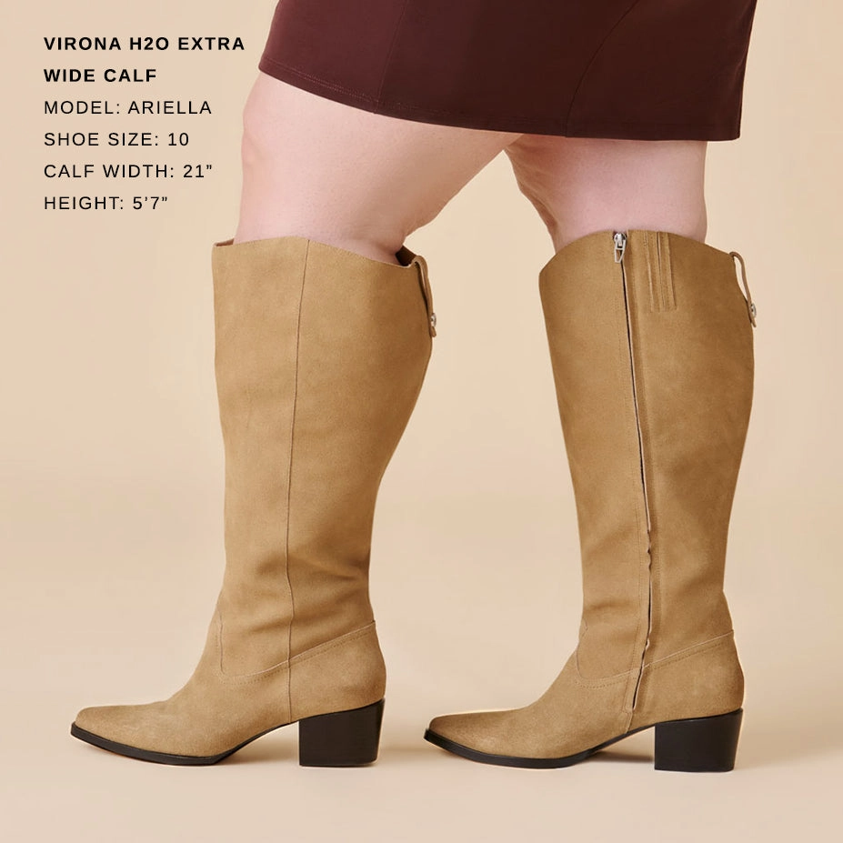 VIRONA H2O EXTRA WIDE CALF BOOTS DK TAUPE SUEDE