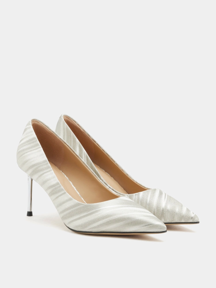 Zephyra Glitter Pointed Toe Heels Gladiator Sandals Knee High Heels