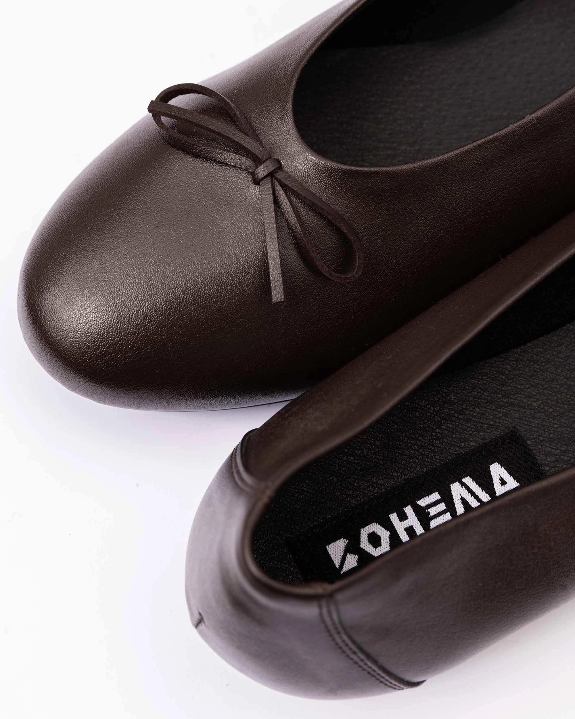 Best Shoe For Feet Mossy Pumps Chocolate brown ballet flats with a bow