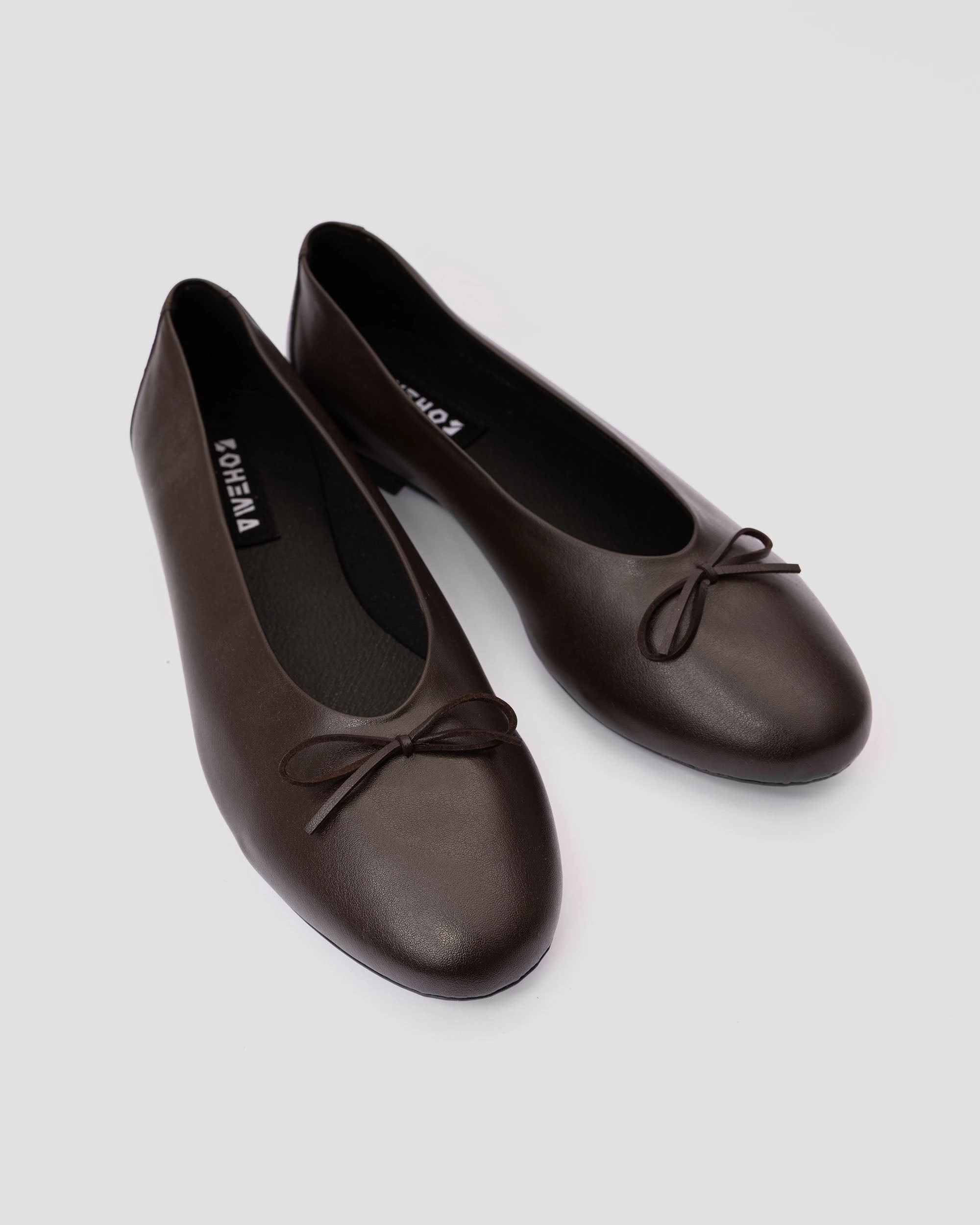 Mossy Pumps Chocolate brown ballet flats with a bow Transparent Shoes Flat