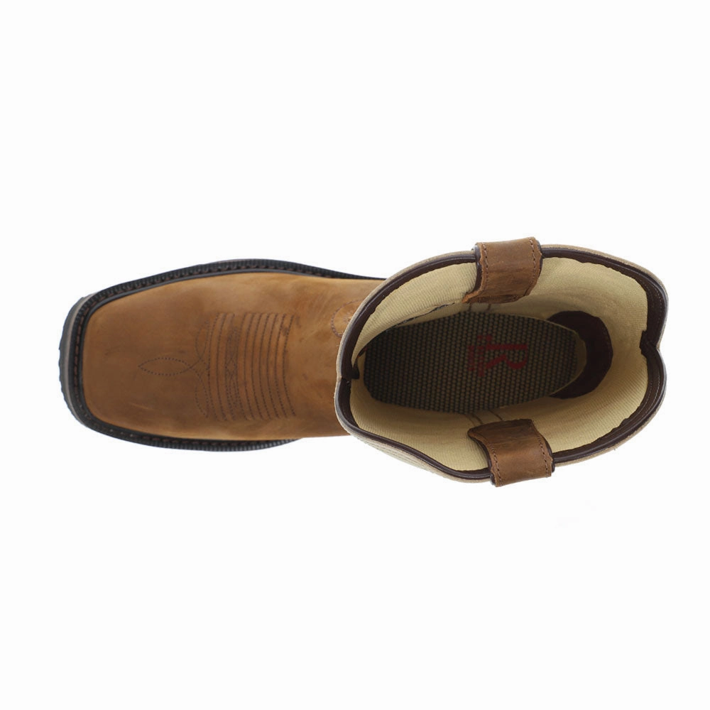 Walnut 12 Inch Electrical Wide Soft Toe Work Boots Low Cut Slip-on Work Boots