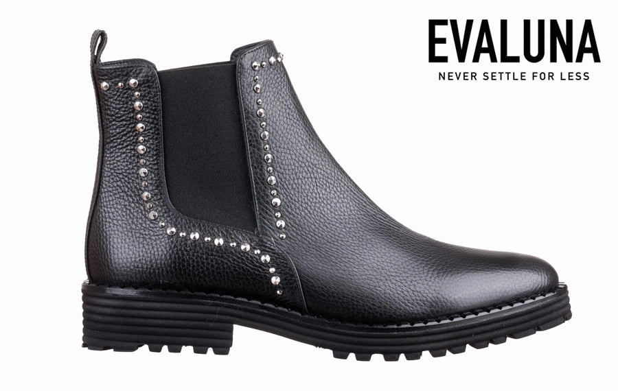 Ankle Boots With Dress Eva Studs Black Leather