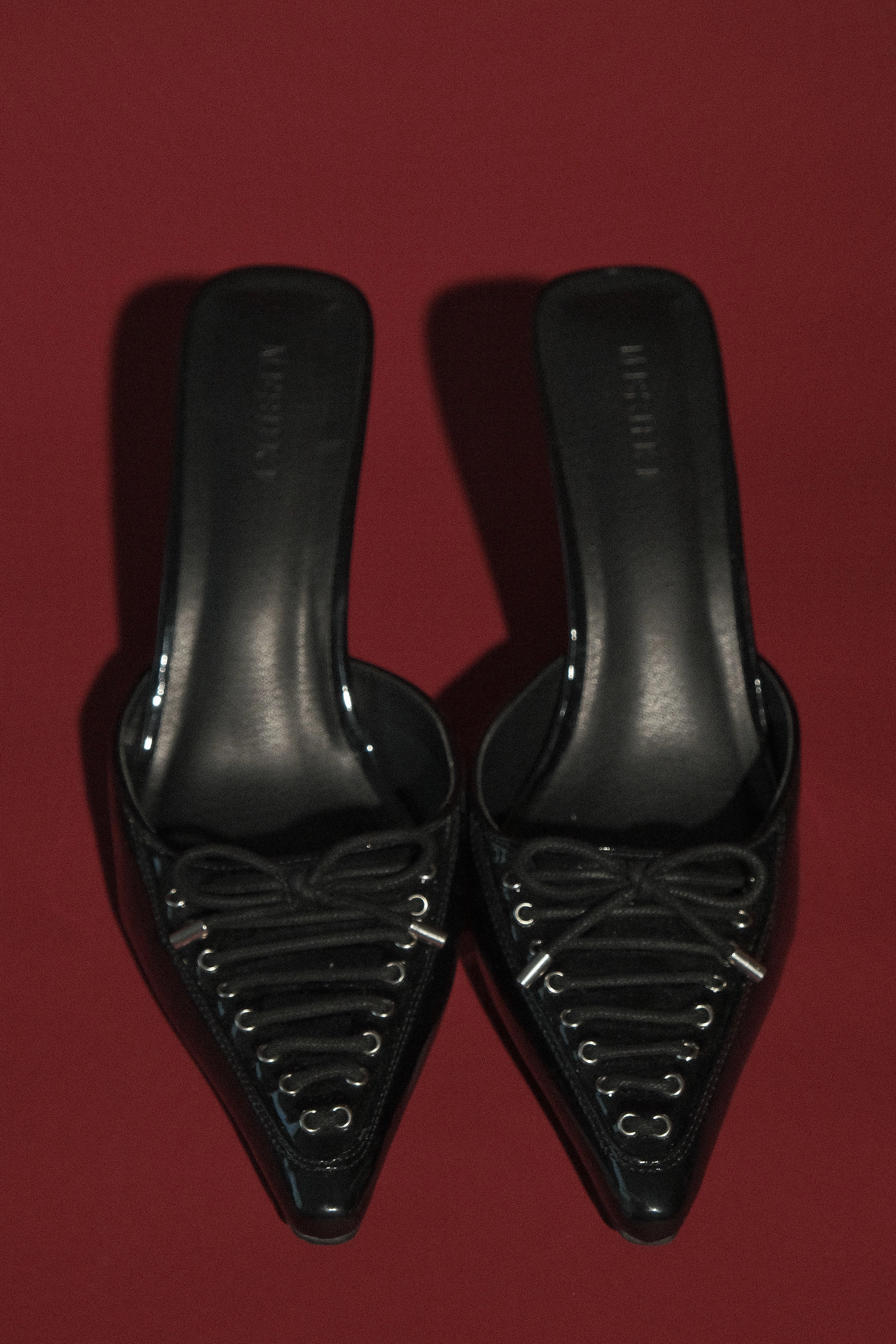 High Slingback Heels Joanne Patent Lace Up Heels - Black