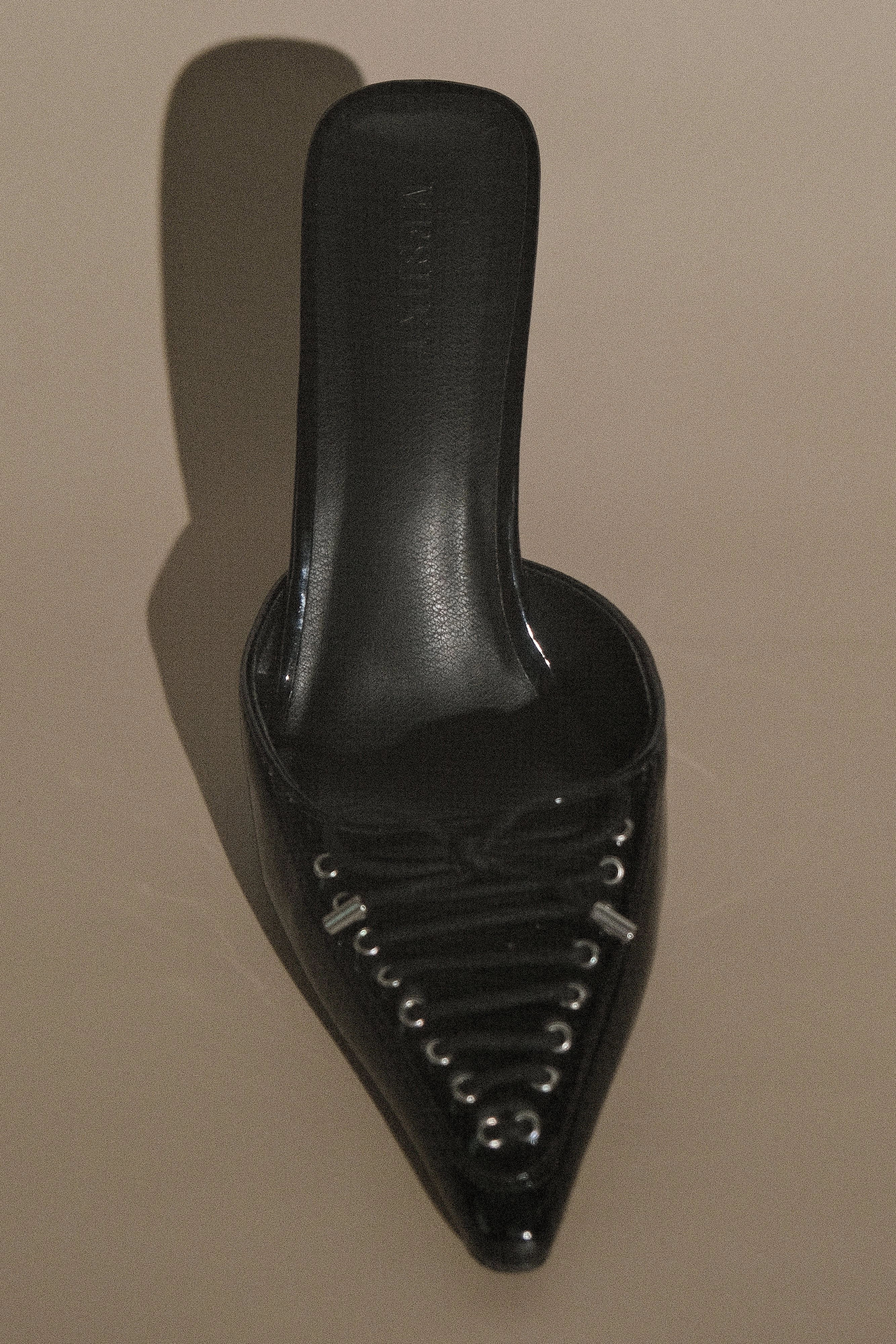 Joanne Patent Lace Up Heels - Black Garters High Heels