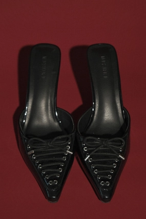 Joanne Patent Lace Up Heels - Black Good High Heels For Wide Feet