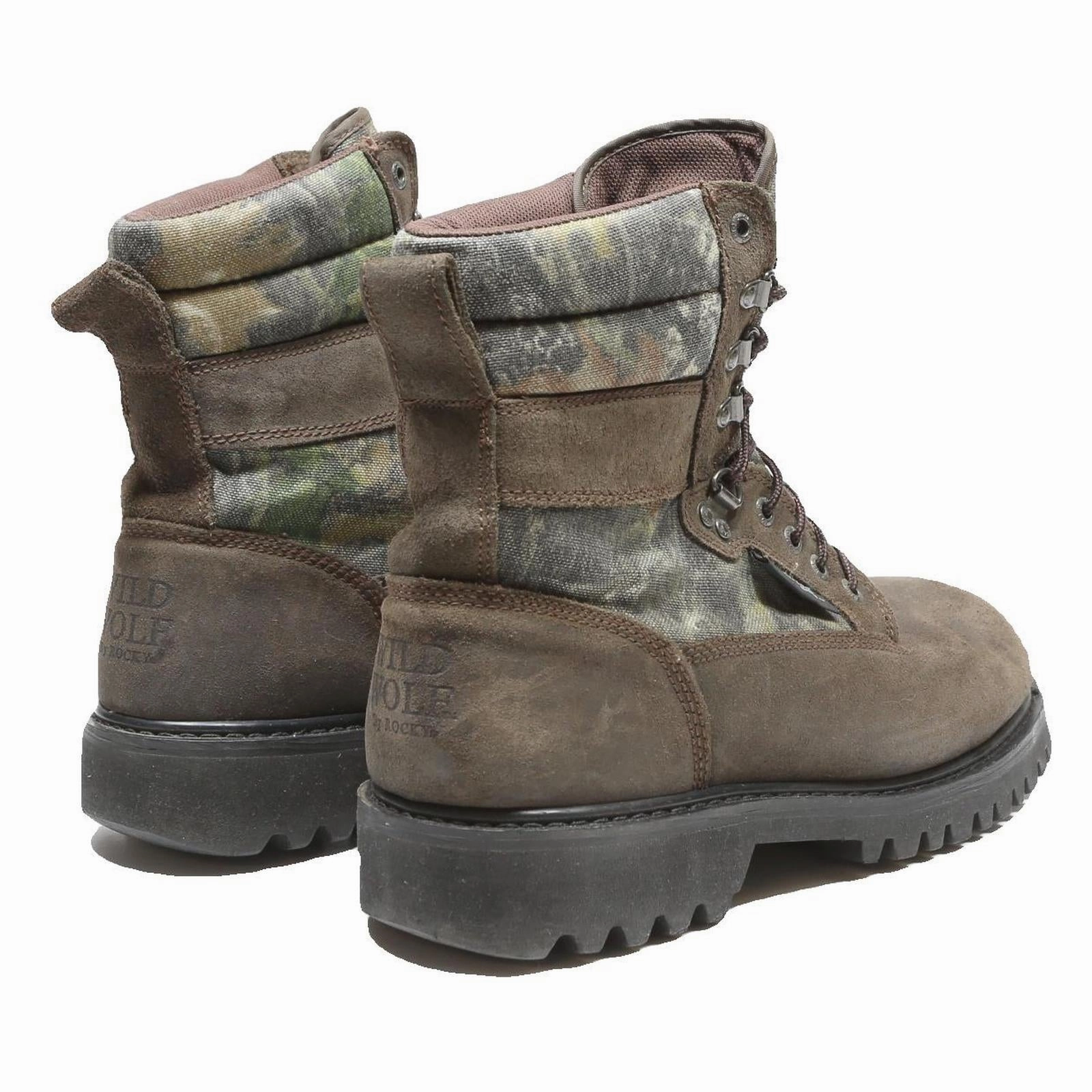 WILD WOLF Mens Lace-Up Boots Brown & Camouflage Synthetic UK 10.5 Durable Viberg Hiking Boots