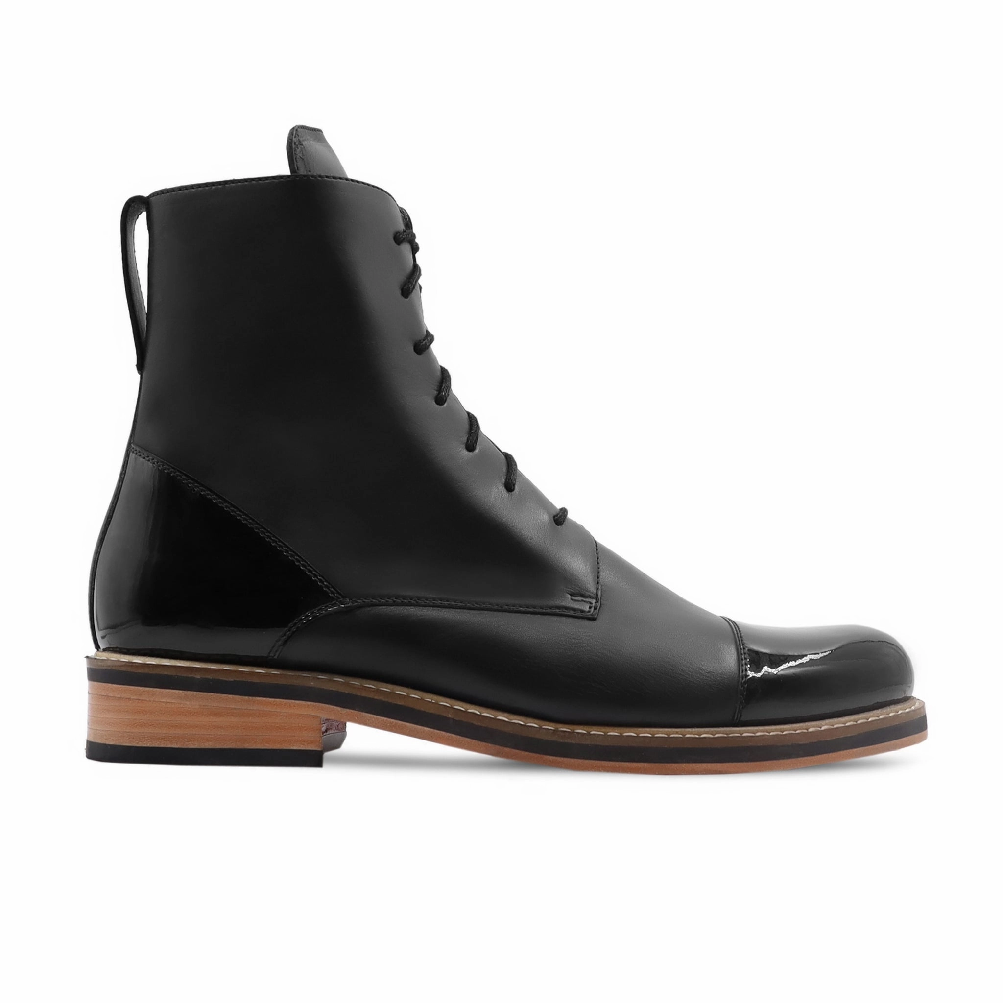 Winek - Men's Black Calf and Patent Leather Boot Best Police Boots