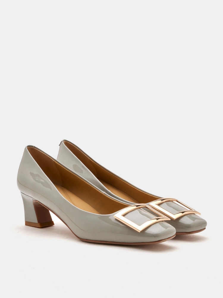 Yvette Buckle Square-Toe Pump Heels Nerd In High Heels